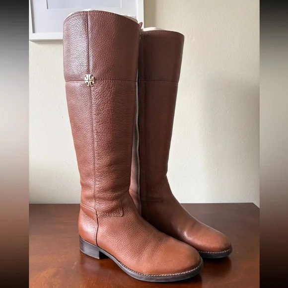 TORY BURCH Boots Brown Leather Tall Jolie Riding Boots 6.5 - Picture 14 of 14